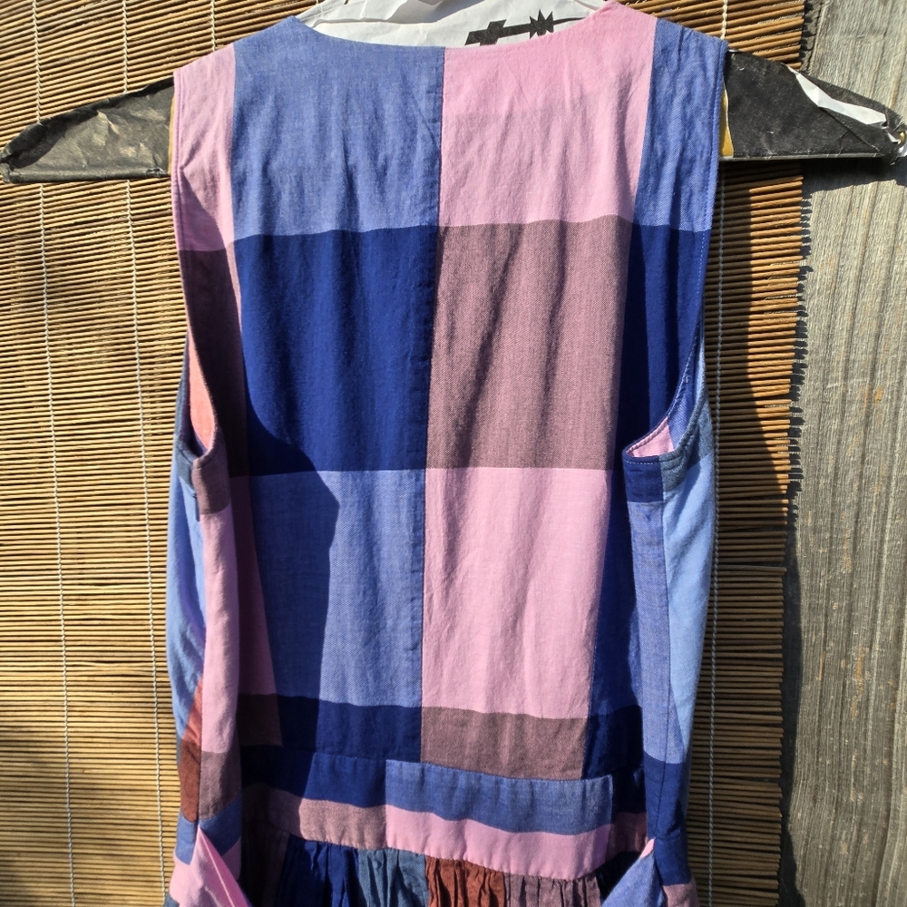 1901 Plaid Wrap Blanket Plaid Midi Dress Pink Blue Size 6 - Picture 12 of 16